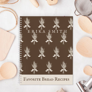 Carnet Recettes de pain préféré Motif de blé rustique