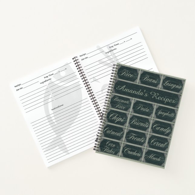 Carnet Recettes de tableau de bord élégantes personnalisé (Intérieur)