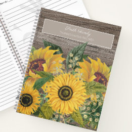 Carnet Recettes de Thanksgiving Fleurs de Tournesol Jaune
