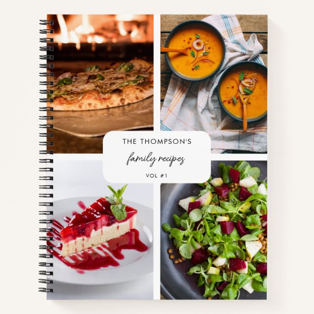 Carnet Recettes familiales modernes 4 Photo Collage Recet (Devant)