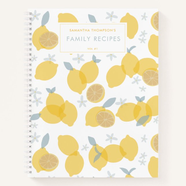 Carnet Recettes familiales Pastel moderne Citrus Lemons R (Devant)