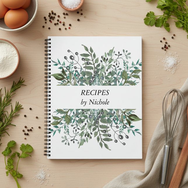 Carnet Recettes Feuillage Vert Feuille Personnalisé (Créateur téléchargé)