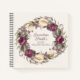 Carnet Recettes personnalisées de grand-mère Fleur violet