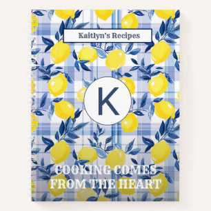 CARNET RECETTES PERSONNALISÉES LEMONS MESSAGE MONOGRAMME