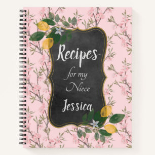 Carnet Recettes personnalisées pour ma nièce sur floral