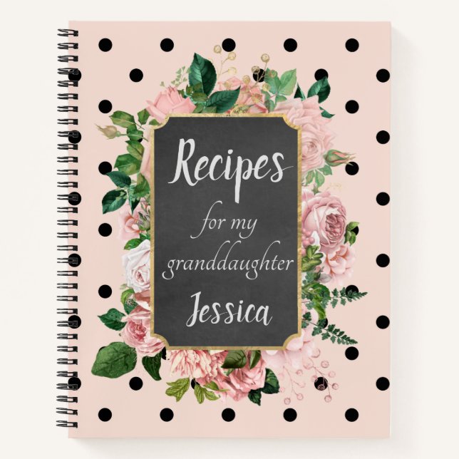 Carnet Recettes personnalisées pour ma petite-fille rose (Devant)