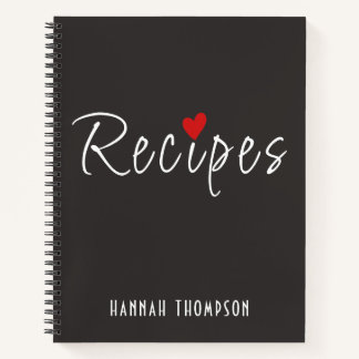 Carnet Recettes romantiques personnalisées Écrivez vos pr