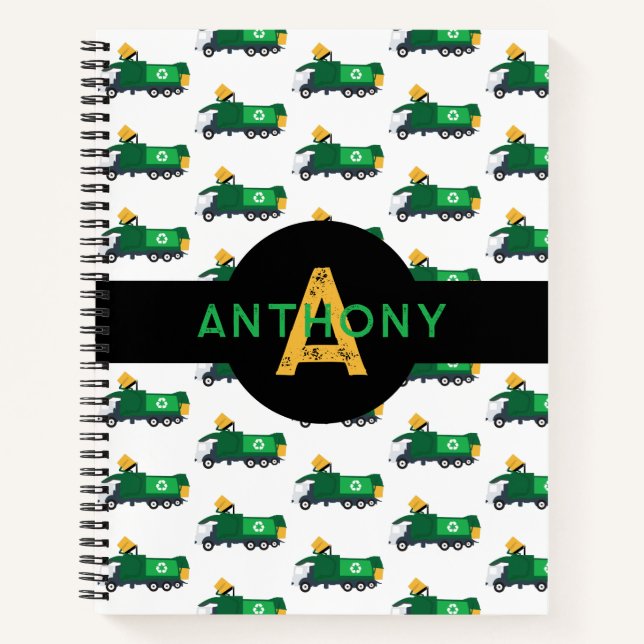 Carnet Recyclage de déchets Camion Enfants Monogramme Éco (Devant)