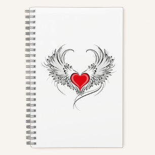 Carnet Red Angel Coeur avec ailes