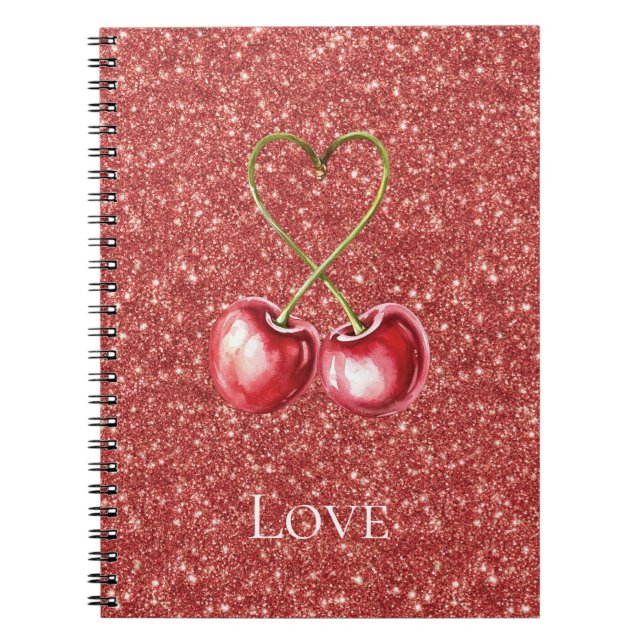 Carnet Red Cherries Heart Love Glitter (Devant)