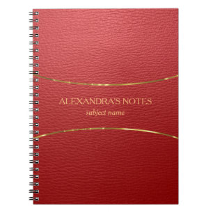 Carnet Red faux leather texture gold accent