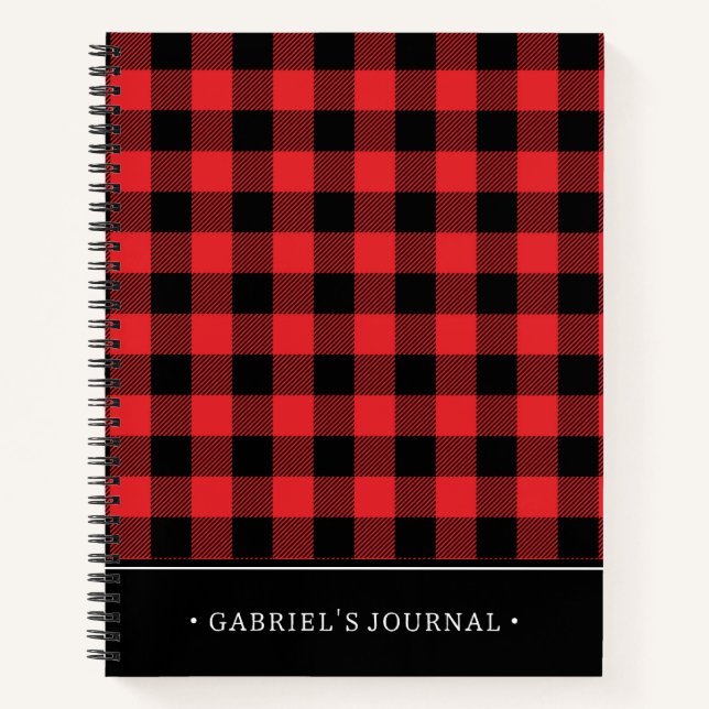 Carnet Red Flannel Buffalo Check Motif | Ajouter Votre No (Devant)