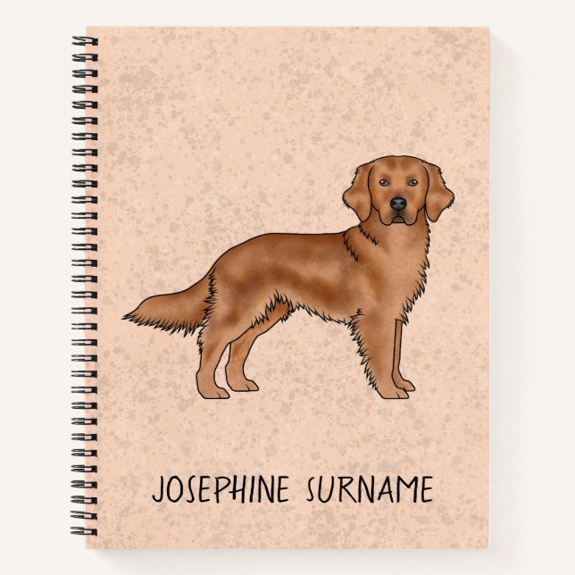 Carnet Red Golden Retriever mignon chien avec texte perso (Devant)
