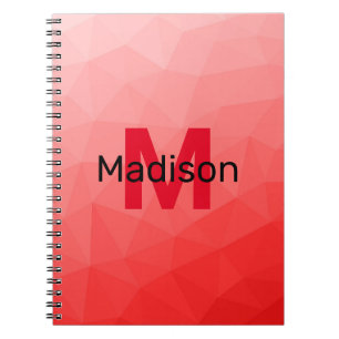 Carnet Red gradient geometric mesh pattern Monogram