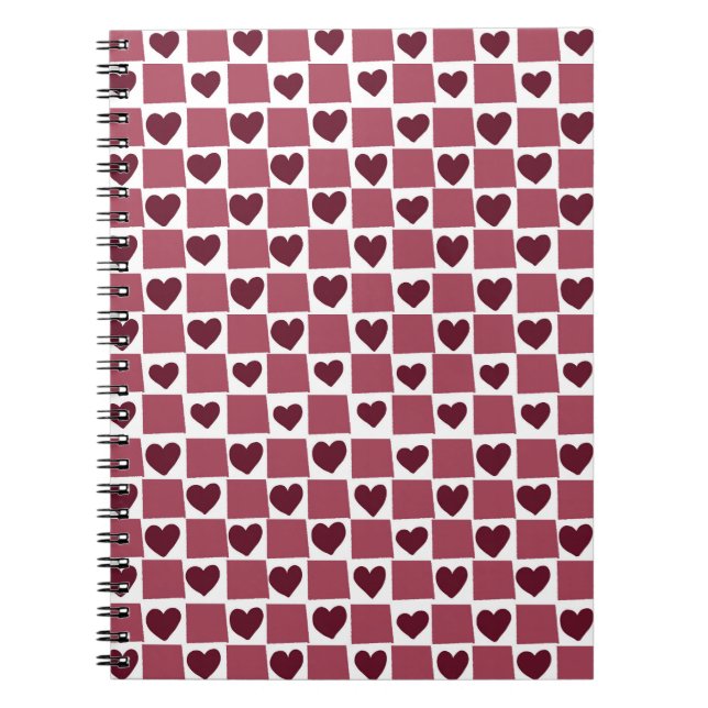 Carnet Red Heart Checkerboard Pattern (Devant)