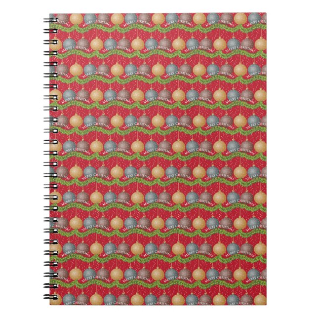 Carnet RED Joyeux motif de boules de Noël (Devant)