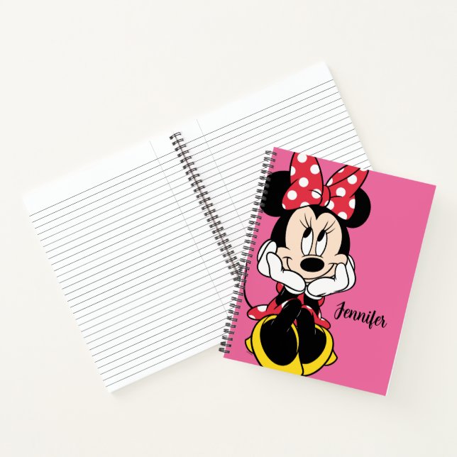 Carnet Red Minnie | Tête dans les mains - Ajouter votre n (Intérieur)