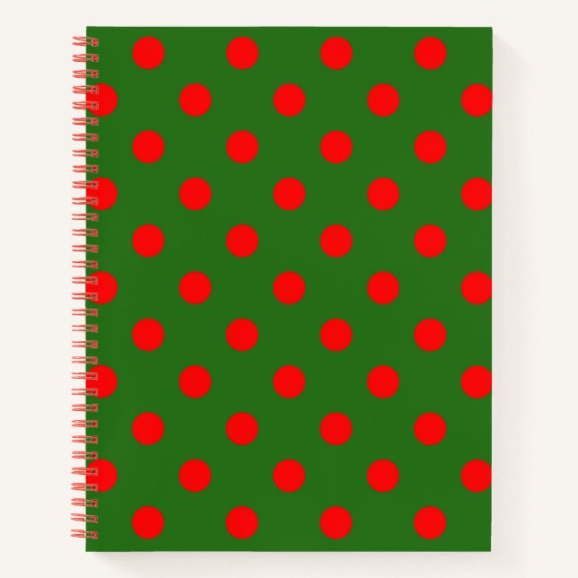 Carnet Red On Green Polka Dots Pattern Design  (Devant)