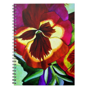 Carnet Red pansies watercolor flower original art