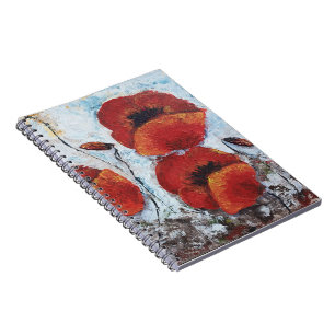 Carnet Red Poppies fleur pavot à fleur whimsjournal bloc-