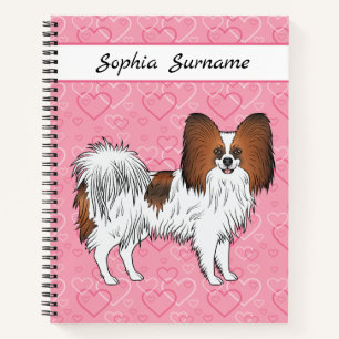 Carnet Red Sable Papillon Happy mignon chien sur les coeu