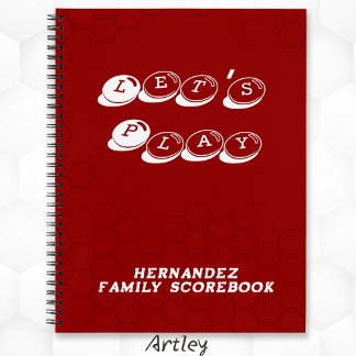 Carnet Red White Family Name Board Game Scorebook