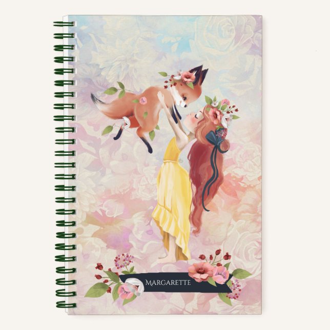 Carnet Redhead Girl & Baby Fox belle illustration (Recto)
