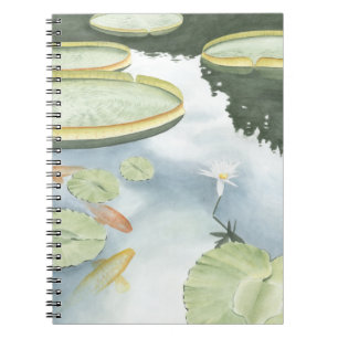 Carnet Réflexion d'étang de Koi avec des poissons et des