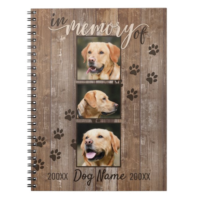 Carnet Regard du bois rustique commémoratif de chien fait (Devant)
