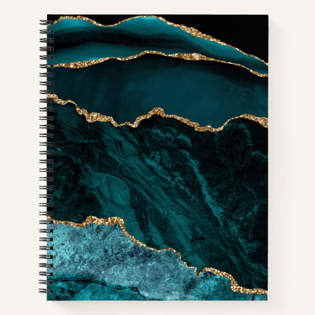 Carnet REGARDE turquoise D'OR NOIR (Devant)