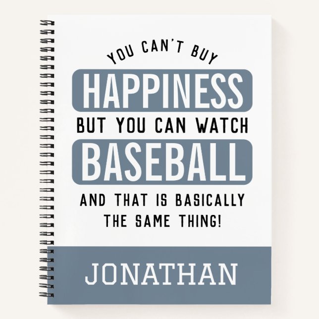 Carnet Regarder le baseball est le bonheur Drôle Baseball (Devant)