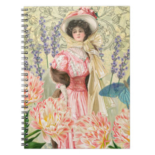 Carnet Regency de femme victorienne rose