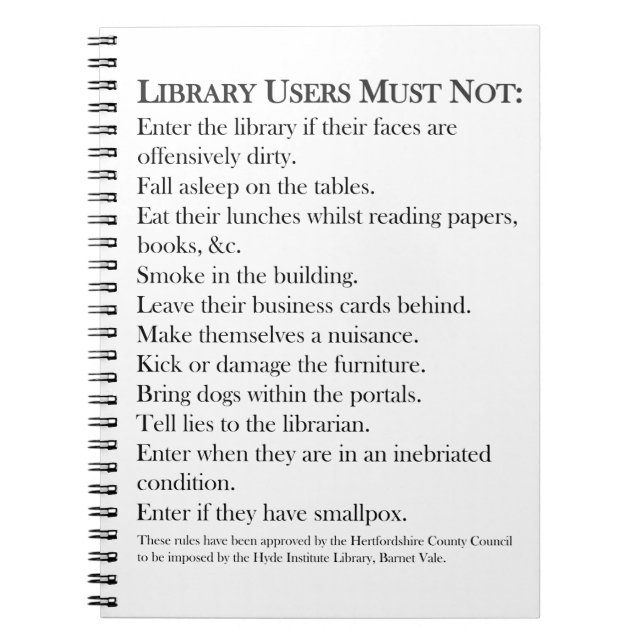 Carnet Règles de bibliothèque (Devant)