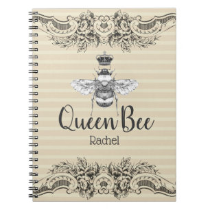 Carnet Reine des abeilles vintage et rayures  
