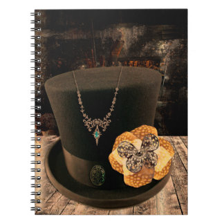 Carnet relié avec chapeau haut de forme Steampunk