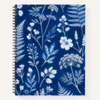 Carnet Relié Collège Floral Botanique Bleu