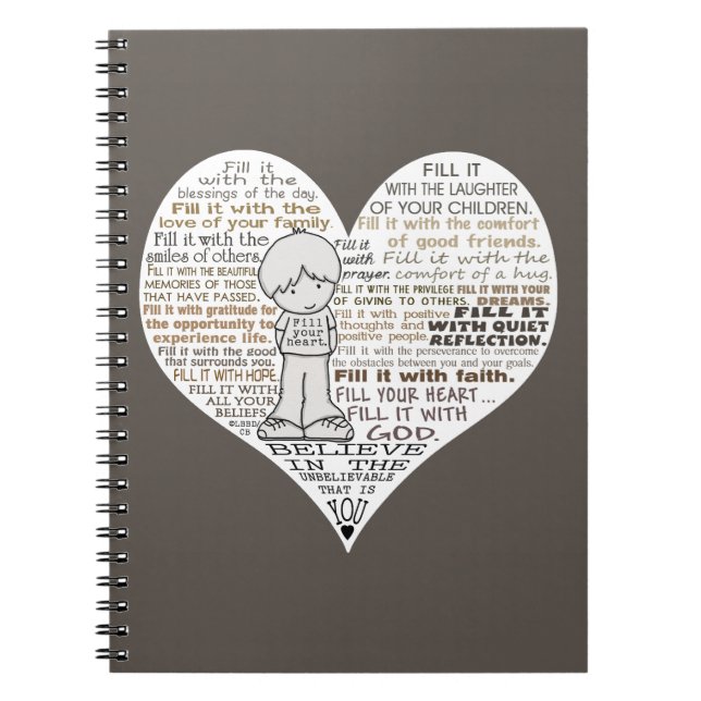 Carnet Remplir votre Brown de coeur foncé (Devant)