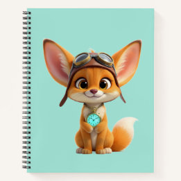 Carnet Renard fennec d'aviateur mignon avec montre de poc