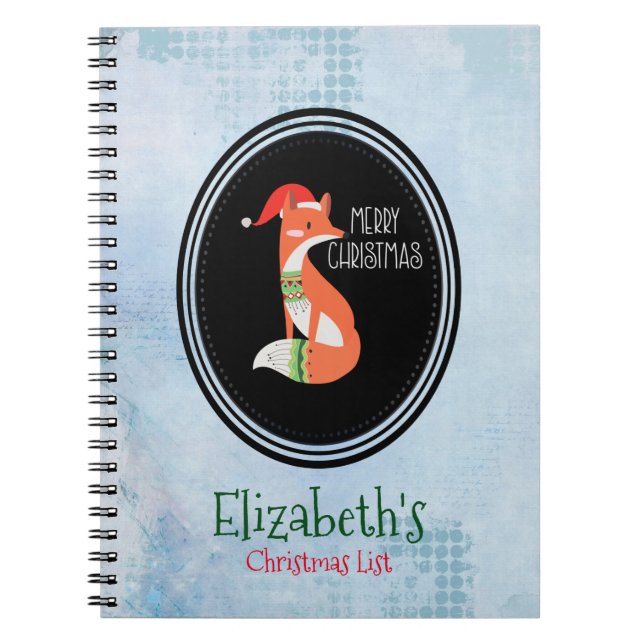 Carnet Renard orange en chapeau rouge Noël Joyeux Noël (Devant)