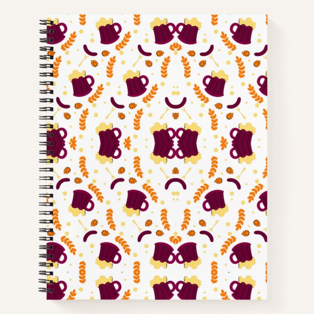 Carnet Repeating pattern of cheerful purple mugs (Devant)
