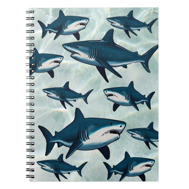 Carnet Requin bleu blanc élégant (Devant)