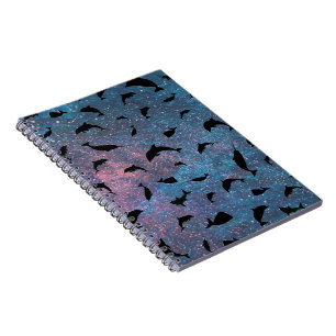 Carnet requin de l'ombre baleine sur galaxie en pente