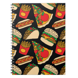 Carnet restauration rapide pizza hamburger hotdog frites