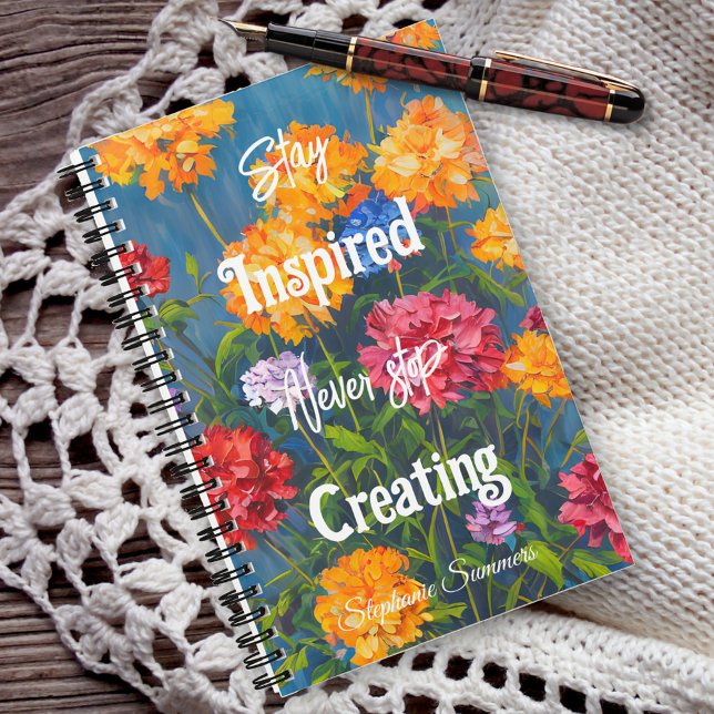 Carnet Restez inspiré N'arrêtez jamais Fleur d'oeillet Ad (Créateur téléchargé)