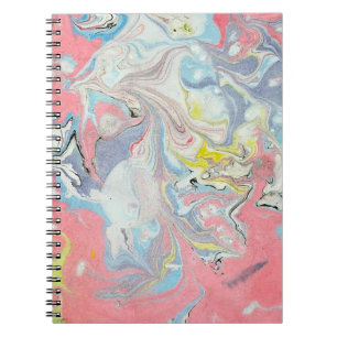 Carnet Résumé Ebru Marbrure d'eau Pastel en forme de cœur