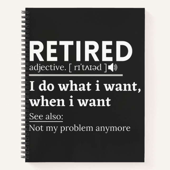 Carnet retired definition, funny retirement, retired (Devant)