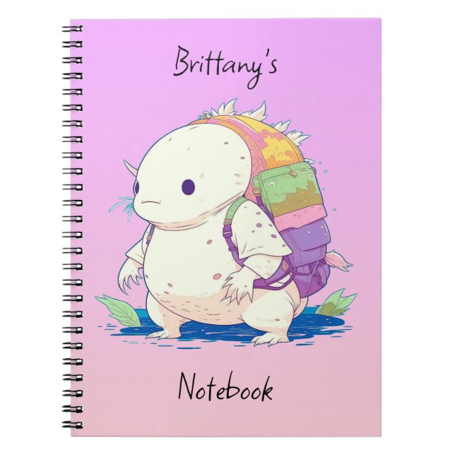 Carnet Retour à l'école Axolotl Kawaii Personnalisé (Devant)