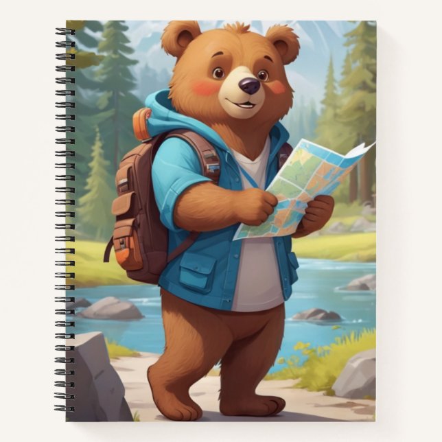 Carnet Retour à l'école - Ours de dessin animé avec sac à (Devant)