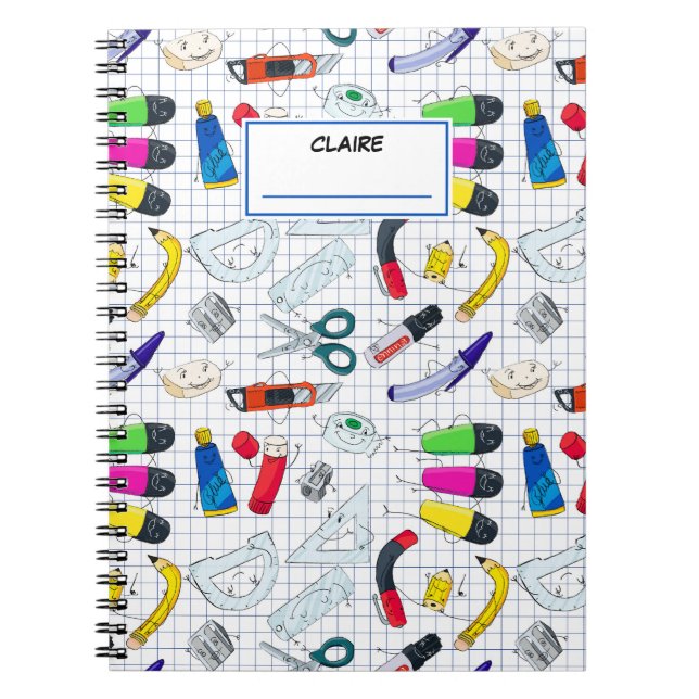 Carnet Retour au motif de l'école Nom personnalisé (Devant)