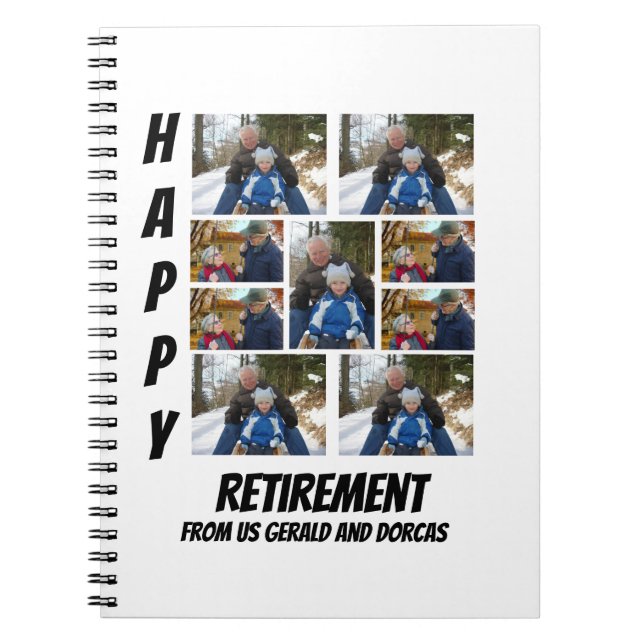 Carnet Retraite simple personnalisée 9 Photo Collage (Devant)